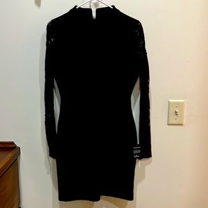 Lulus black dress, lace sleeves
